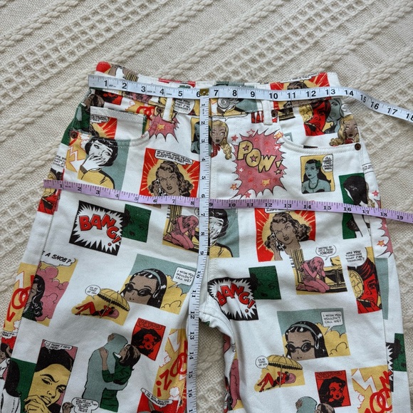 Reformation Comic High Rise Straight Jeans Pop Art Print Sz 26 Organic Cotton - Picture 15 of 17